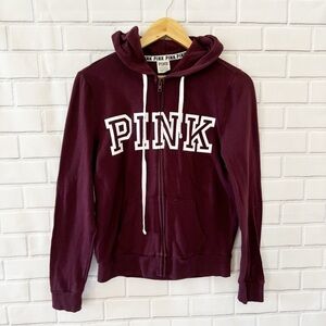 Burgundy PINK Victoria’s Secret Zip up hoodie Size XS